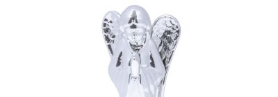 Ángel de cerámica plateado