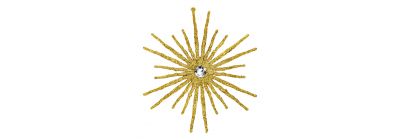 Figura colgante estrella escarchada con perla dorado