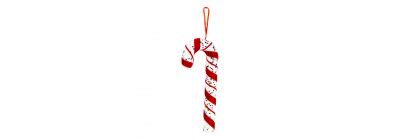 Figura colgante bastón navideño con detalle escarcha