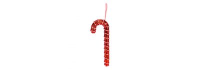 Figura colgante bastón navideño con escarcha