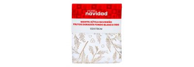 Mantel navideño blanco y dorado
