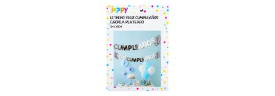 Letrero Happy Birthday plateado