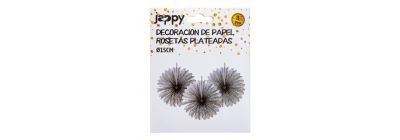 Rosetas plateadas de papel