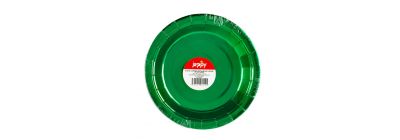 Plato cartón 7pulg 8und verde metalizado