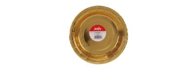 Plato cartón 7pulg 8und dorado metalizado