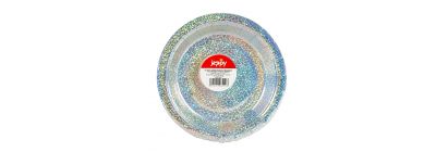 Plato cartón escarchado 7pulg 8und plateado