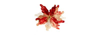 Flor artificial navideña rojo y dorado