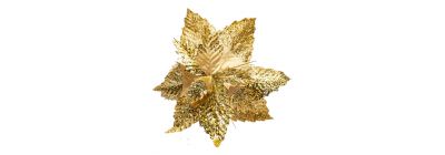 Flor artificial navideña dorado