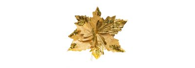Flor artificial navideña champagne y dorado