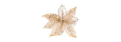 Flor navideña escarchada champagne