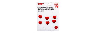 Guirnalda corazones rojo papel