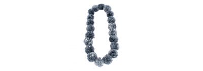 Collar pompón 40pulg plateado