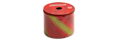 Cinta navideña escarchada roja y verde