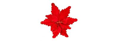 Flor artificial escarchada roja