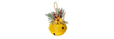 Cascabel navideño dorado con lazo