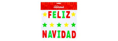 Calcomanía feliz navidad con estrellas multicolor