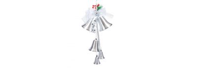 Figura colgante campana con lazo 70cm gris