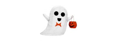 Fantasma 3d con calabaza y luz led para exterior 2pzas