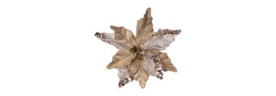 Flor artificial navideña 26cm beige y bronce