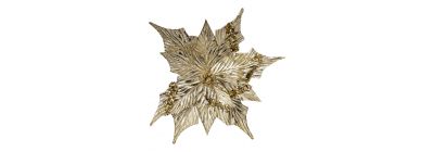 Flor artificial navideña metalizada 32cm champagne