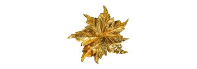 Flor artificial navideña 28cm dorado