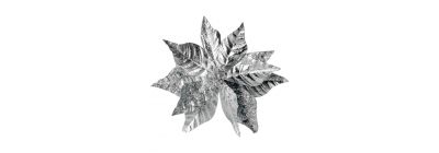 Flor artificial navideña 28cm plateado tornasol