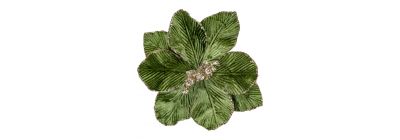 Flor artificial navideña verde y plateado