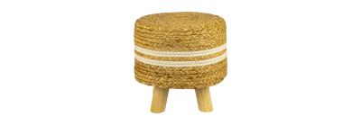 Banco madera redondo beige y blanco