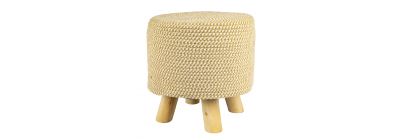 Banco madera redondo beige y blanco