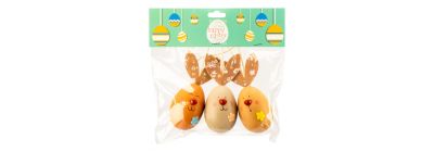 Huevos plásticos decorados conejo