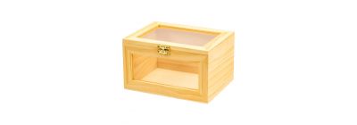 Caja madera beige grande transparente