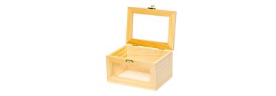 Caja madera beige mediana transparente