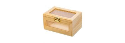 Caja madera beige pequeña transparente