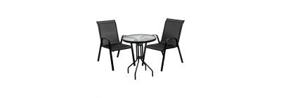 Mesa y silla metálica negra