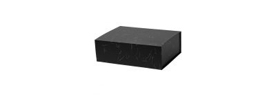 Caja plegable cartón rayas negra