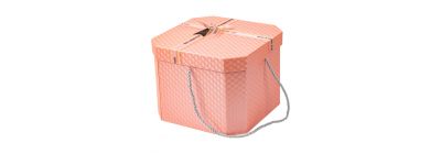 Caja cuadrada cartón rosado grande