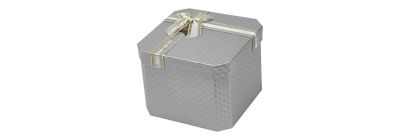 Caja plateada textura y lazo