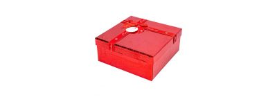 Caja mediana roja y dorada