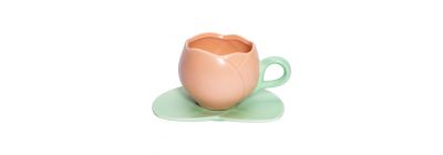 Jarra cerámica flor rosado verde