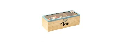 Caja madera té y flores