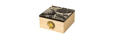 Caja madera diseño hojas