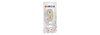 Candela escarchada 9 blanco plateado