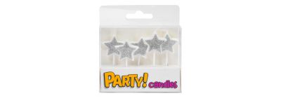 Velas estrella blanco y plateado