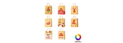 Bolsa kraft diseño navideño