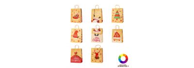 Bolsa kraft estampado navideño