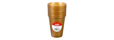 Vaso plástico dorado 12oz
