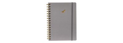 Libreta espiral pluma gris dorado