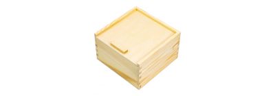 Caja madera cuadrada beige