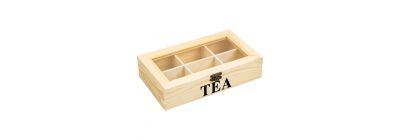 Caja madera vidrio para té