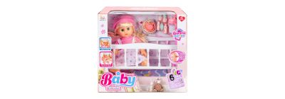 Muñeca con cuna y accesorios